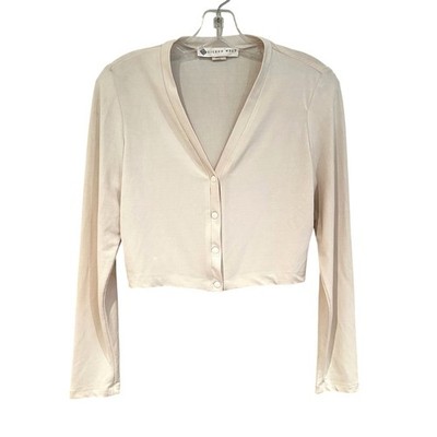Eileen West Vintage Cropped Cardigan Women's Small Cream Y2K 90s Minimalist