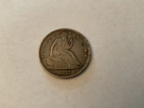 1877 Seated Liberty Half Dollar VF Damaged 90% Silver