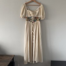 Peasant Cottage Romantic Ren Faire Medieval Puff Sleeve Maxi Dress Sz Small