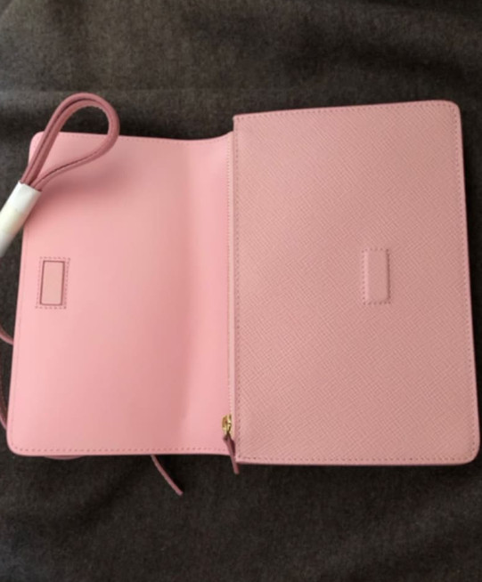Smythson Panama Wallet Bag Pink Calf Leather with Protective bag ship From JAPAN image 9