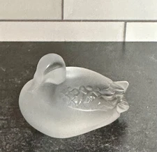 Lalique Frosted Crystal France Resting Duck Figurine