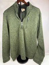 Woolrich Sweater Mens Extra Large Green Half Zip Fleece Pullover Chest Pocket