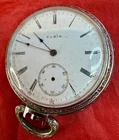 Antique 17 Jewels Elgin Pocket Watch For Parts Repair White Dial Second Scrap