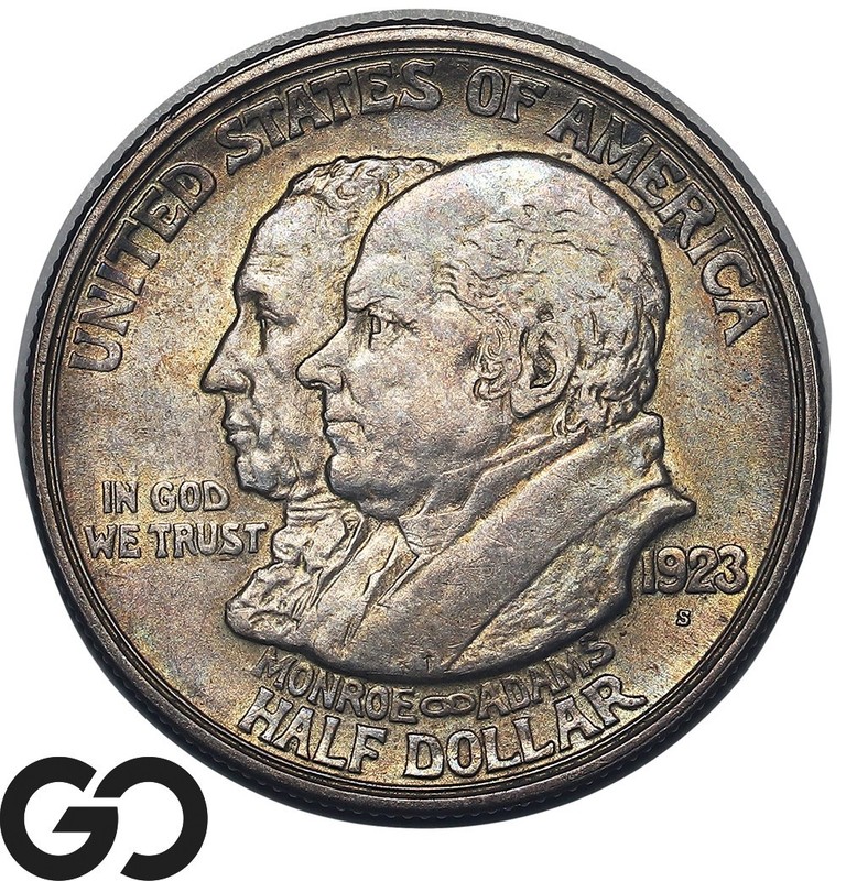 1923-S Monroe Commemorative Half Dollar, Choice BU++, Toned