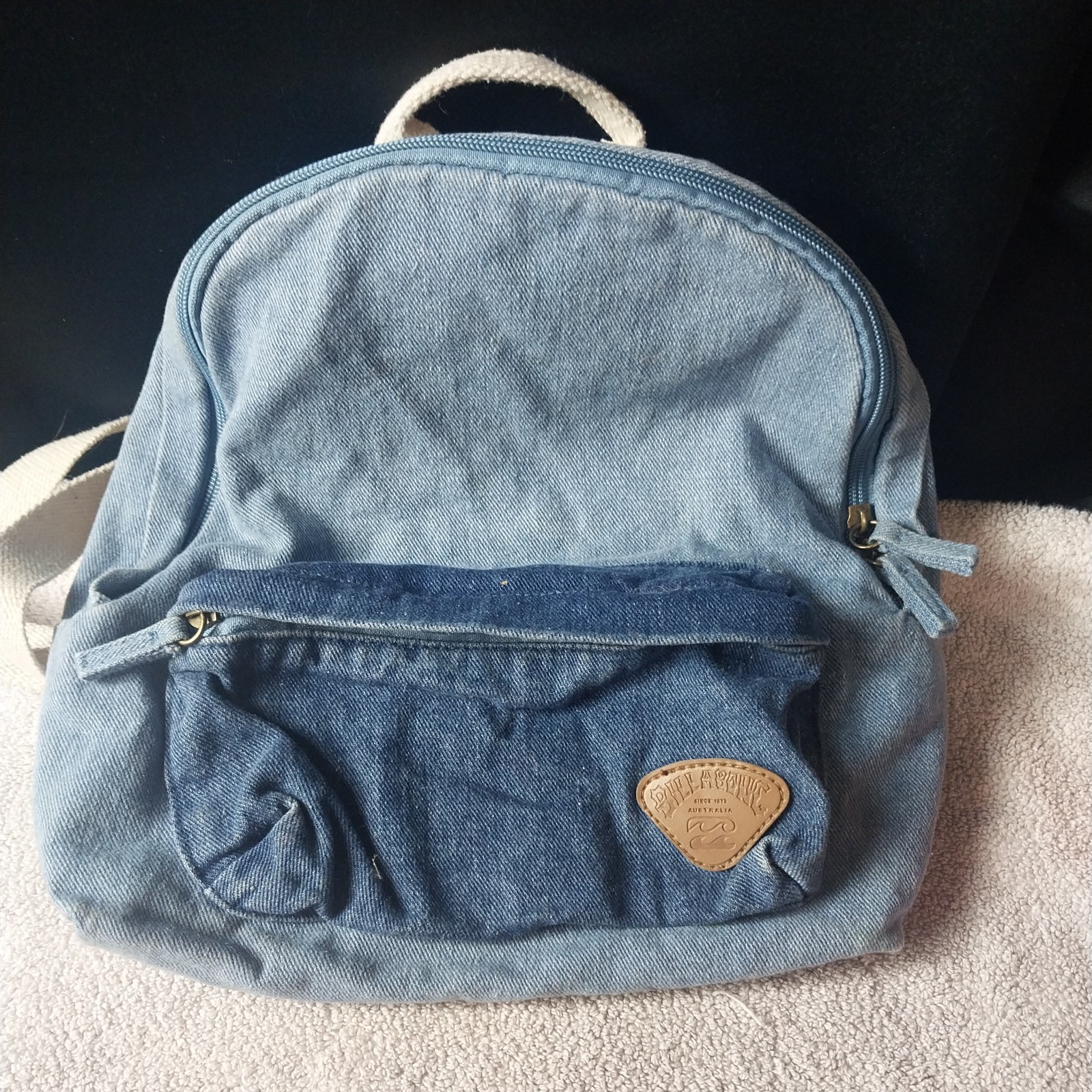 Billabong small Backpack Bag Washed 2 tone denim  12 inches across