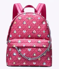MICHAEL KORS SLATER MEDIUM MK LOGO SIGNATURE BACKPACK DARK RASPBERRY