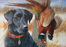 Jim Killen 2012 Minnesota Pheasant Habitat Stamp Print Black Lab  9"x6.5"