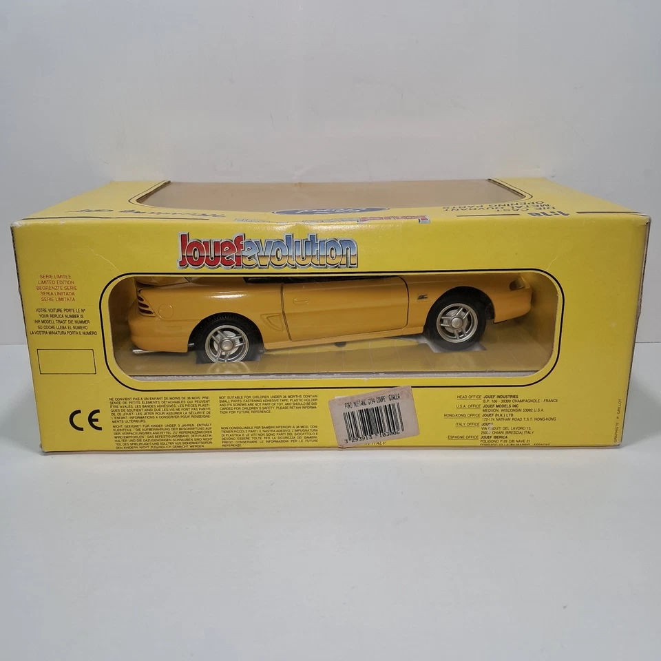 1994 Yellow Ford Mustang GT Model, 1:18 Jouefevolution Diecast #3103 In Box - Image 4 of 4