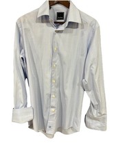 David Donahue Dress Shirt Men’s Size 15.5 32/33 Light Blue Plaid Long Sleeve