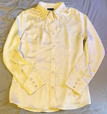 Wrangler Retro Women&rsquo;s White Western Show Shirt Studded Long Sleeve Pearl Snap