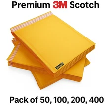 Kraft Bubble Mailers Padded Envelope Seal 9.5x13.5 Size #4 3M Scotch BULK pack