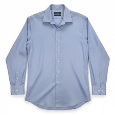 GEOFFREY BEENE Men's FITTED BUTTON DOWN Shirt WRINKLE FREE Blue Size 18 - 34/35
