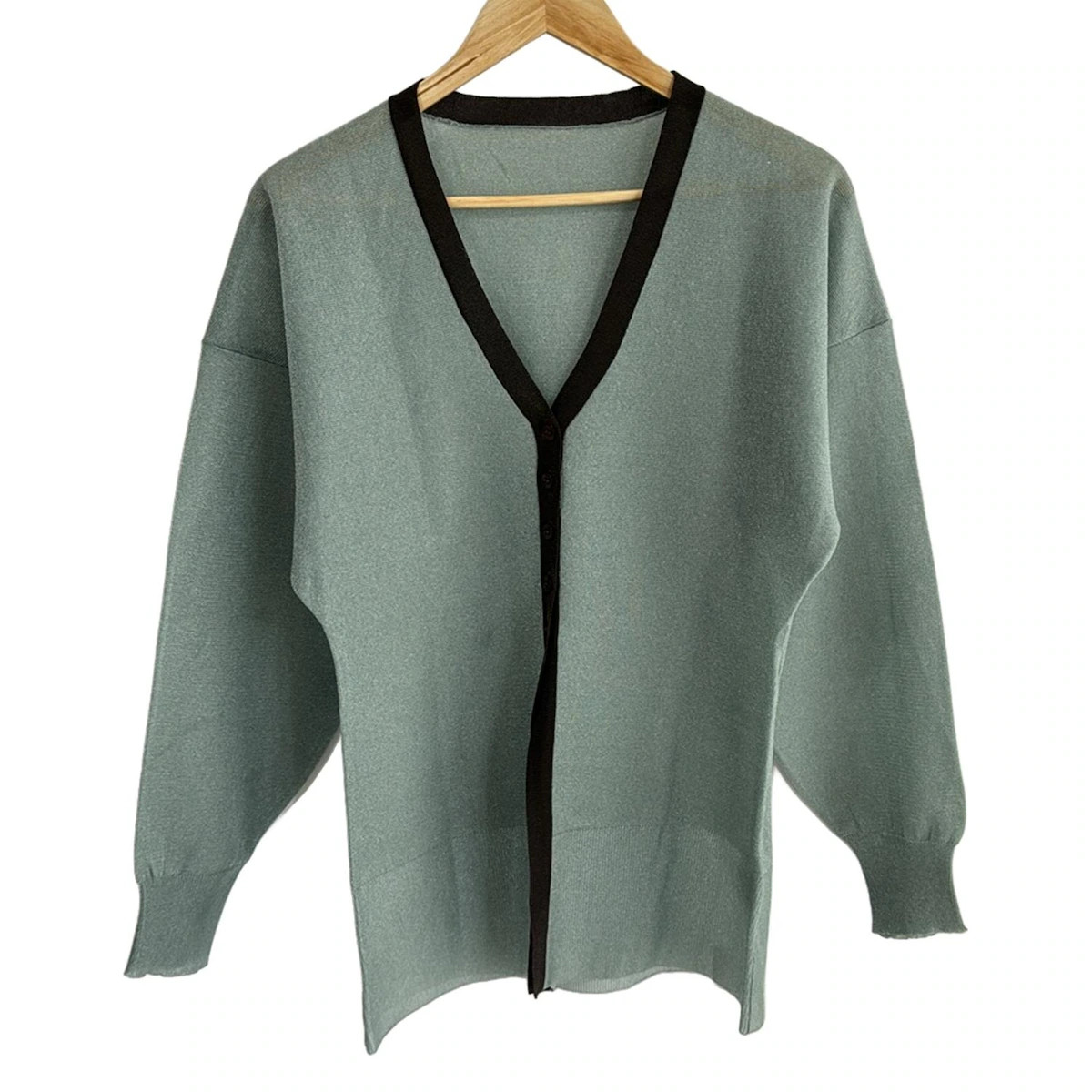 Auth AMERI - Blue Gray Dark Brown Women's Cardigan - image 1