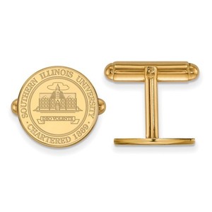 Authentic 14k Gold Plated Silver Southern Illinois Univ. Crest Cuff Links