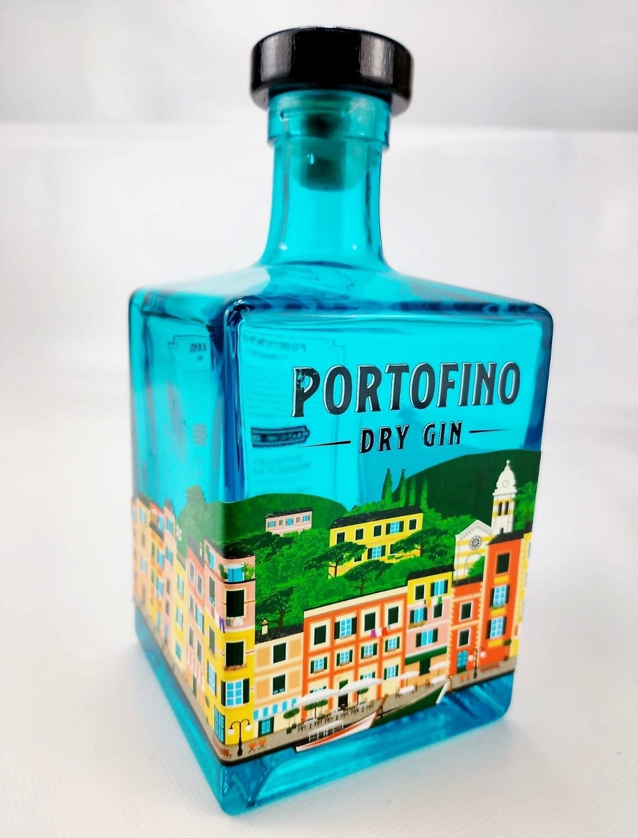 Empty Bottle Portofino Dry Gin Blue Italian Rivera Made in Italy