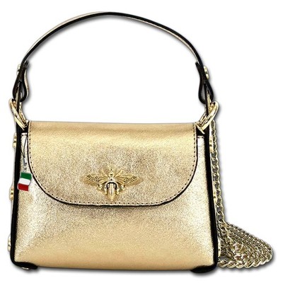 Florence Umhängetasche Biene Damen Handtasche Echtleder gold metallic OTF817Z