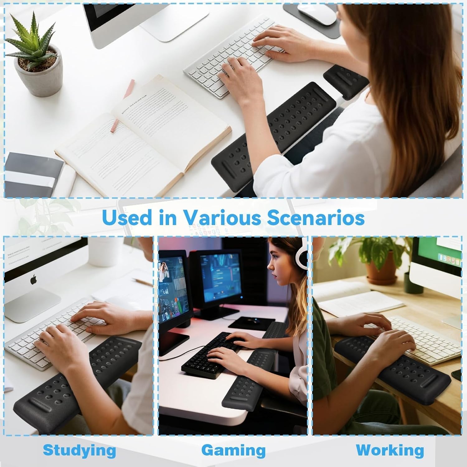 L-Shaped Desk Elbow Pad for Desk 2 Pack ：Memory Foam Wrist Rest with Non-Slip 