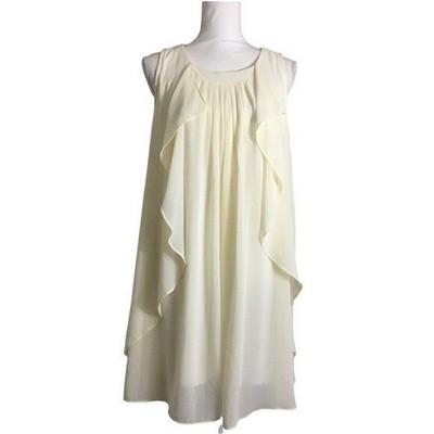 Ya Los Angeles pleated ruffle tunic dress. Sz Lg large lined off white