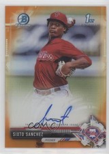 2017 Bowman Chrome Prospect Orange Refractor 23/25 Sixto Sanchez Auto 01dg