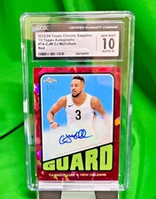 CJ MCCOLLUM 2023-24 TOPPS CHROME SAPPHIRE '72 Autographs RED #1/5 CGC 10 Auto!!