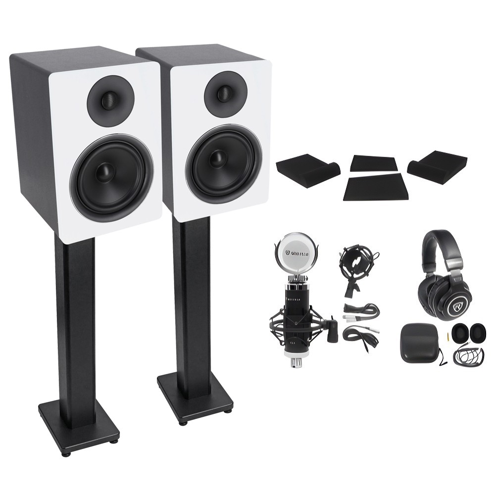 2) Rockville APM6W 6.5" 350w Powered Studio Monitors+Stands+