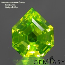 Cut stone - Lutetium Aluminum Garnet Yellow lab grown Shield 8x7mm 2.89-3.15ct