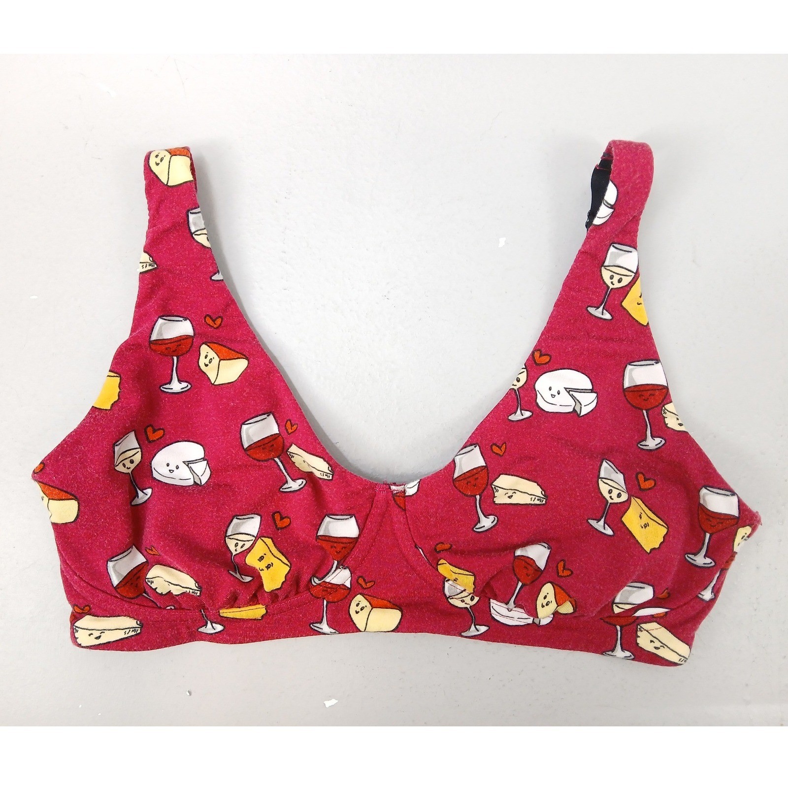 MeUndies Bralette Women Large Magenta Wine Cheese Print U-Back Soft-image