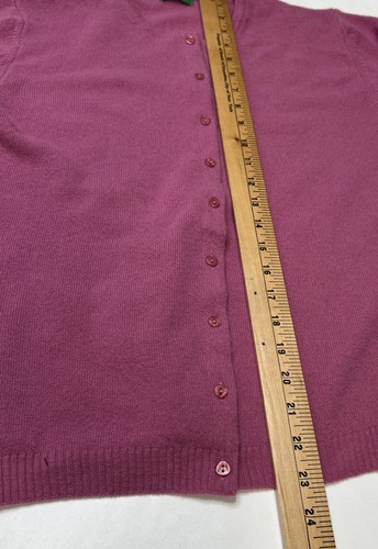 United Colors of Benetton Wool Pink Cardigan Sweater Button Crew Preppy Women M - Picture 8 of 10