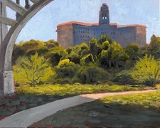 Original Art, Brush Palette Knife Painting, Plein Air, Deco Architecture,