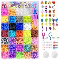 2700 Loom BäNder Kit 30 Farben Loom Bands GummibäNder Mit Clips Charms Perlen