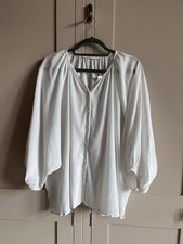 Floaty White Textured Cotton Ladies Blouse By Bamford Size M 10-12