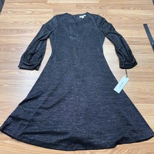 Calvin Klein Dress Womens 4 Black Glitter A-Line Balloon Sleeve Party CD0A2B5K