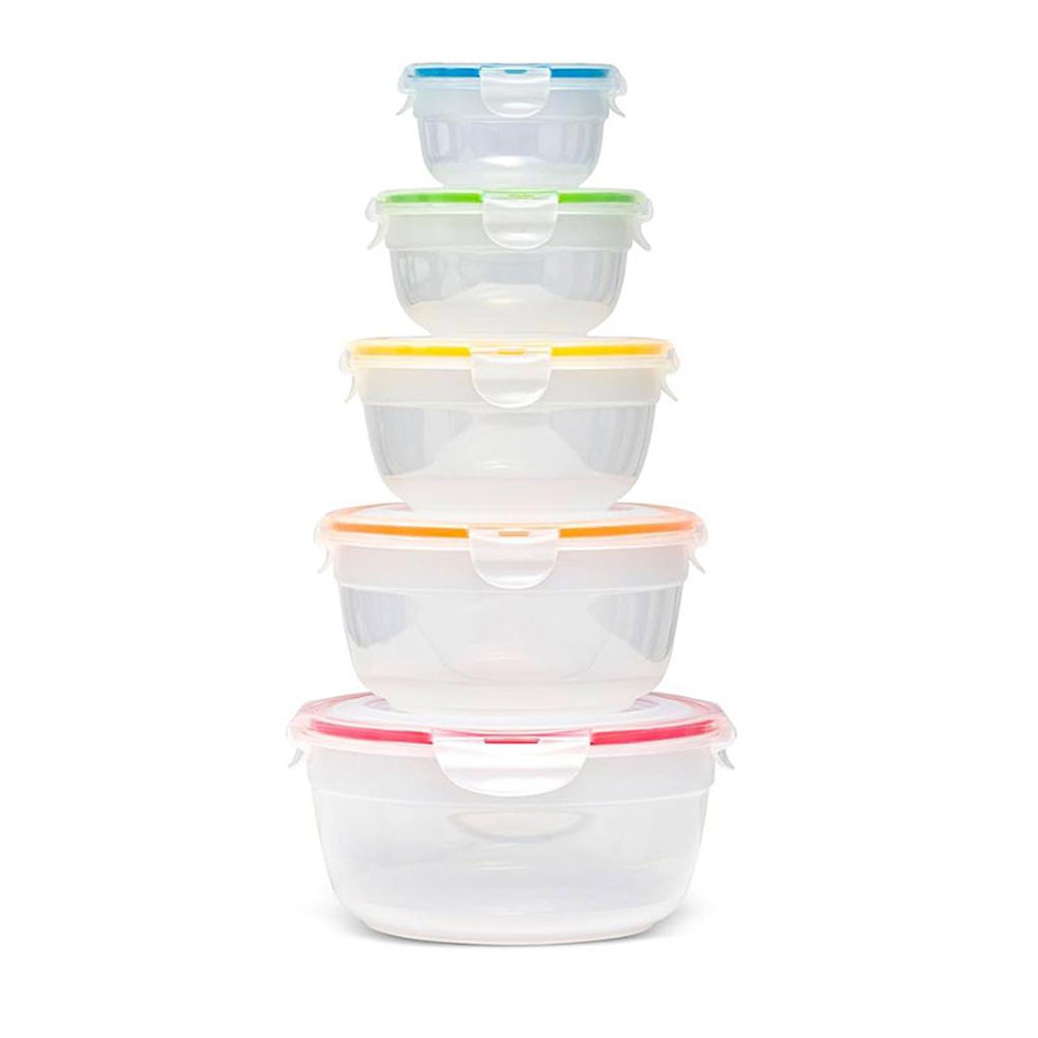 LocknLock Nestable 5 Piece Food Storage Container Set Airtight Leakproof Clear