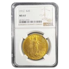 1912 $20 St Gaudens Gold Double Eagle MS-61 NGC