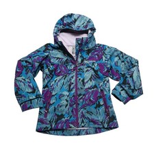 Columbia Interchange Jacket Girls XS Blue Camo Omni-Tech Waterproof Ski Snow
