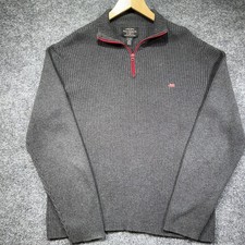 Ralph Lauren Polo Jeans 1/4 Zip Sweater Men XL Gray Ribbed Fisherman Vintage 90s