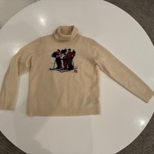 Womens Ralph Lauren Turtle Neck 100 Lambswool Sweater Skier Family GUC Vtg PS