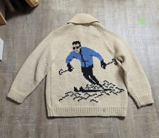 #2 Vtg 50s 60s Ski Cowichan Sweater Cardigan ...