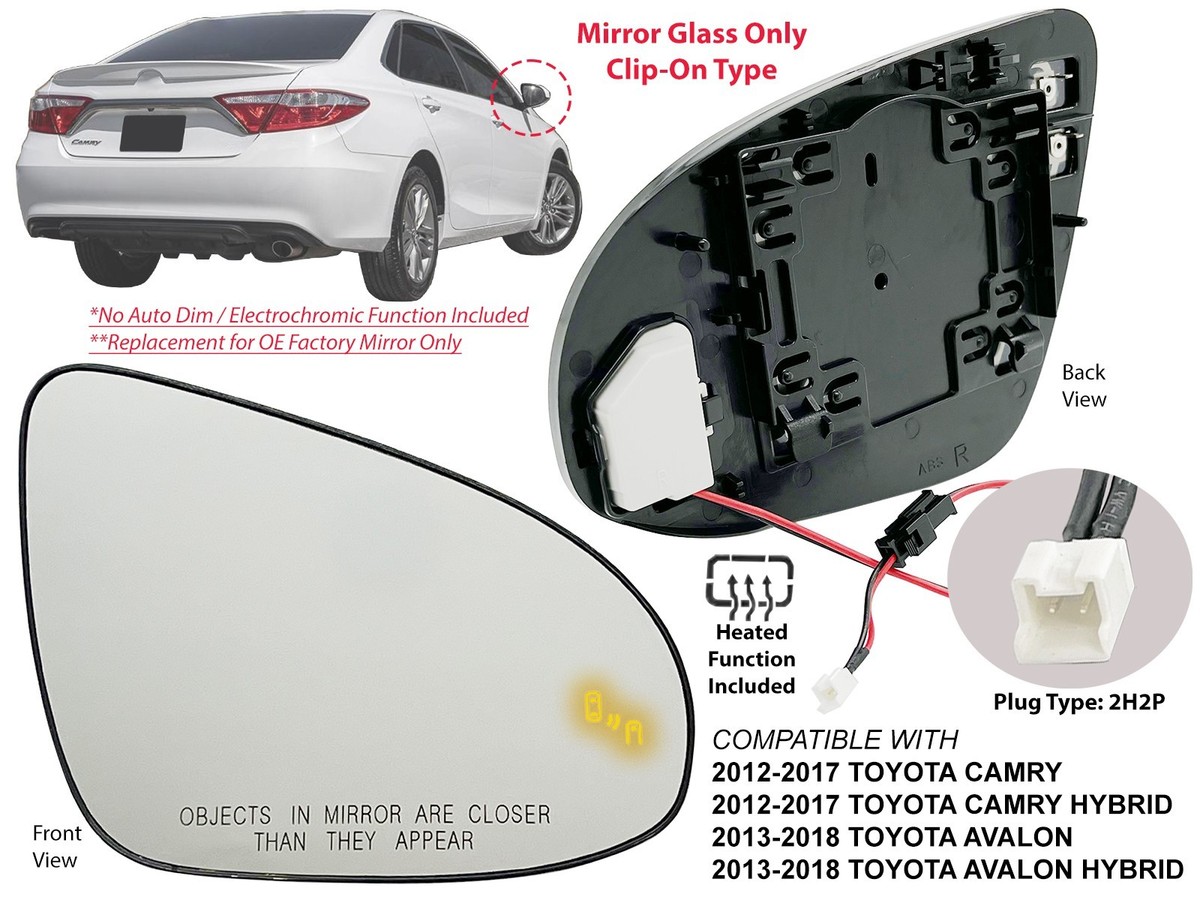 2012-2017 Toyota Camry 2013-2018 Avalon Passenger Side Mirror