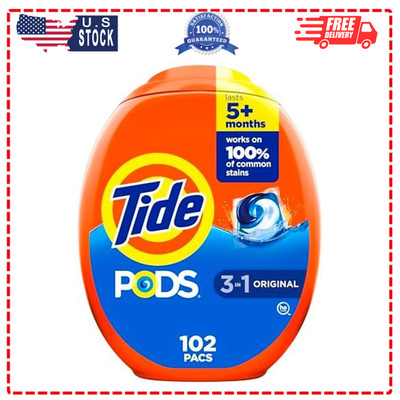 Tide PODS Liquid Laundry Detergent Pacs, Original Scent, 102 Count