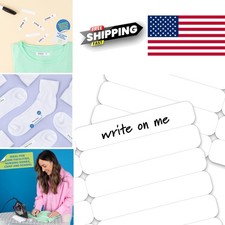 Precut Iron on Name Tags for Clothing 100 Labels White Polyester Material