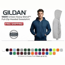 Gildan 18600 Mens Zip Hoodie Heavy Blend Full-Zip Fleece Sweatshirt S M L XL-5XL