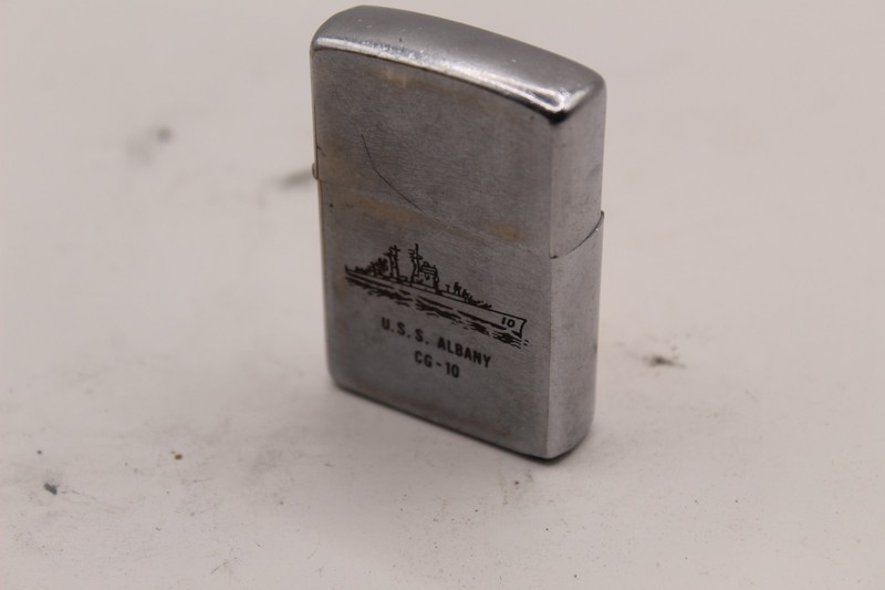 VINTAGE METAL ZIPPO U.S.S ALBANY CG-10 HEAVY CRUISER SHIP NO INSERT#5