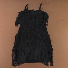 SHEIN Women's Smasll Black Belle Plunging Neck Layered Fringe Cami Bodycon Dress