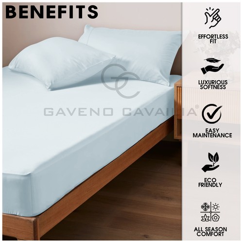 Plain Dyed Fitted Sheet Non-Iron Poly Cotton Percale Bedsheet And HW Pillowcases - Picture 12 of 93