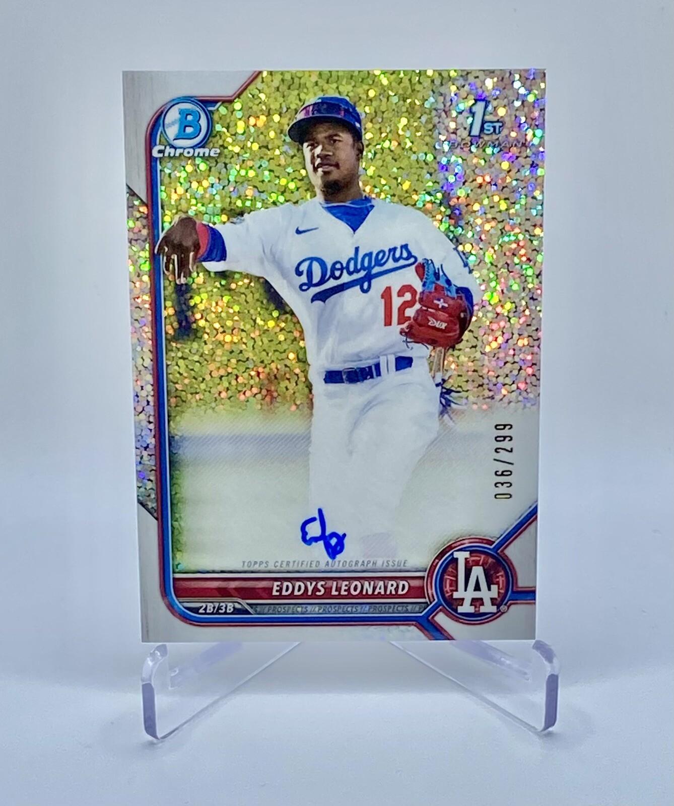 Eddys Leonard 2022 Bowman Chrome 1st Auto RC Speckle Refractor /299 #CPA-EL