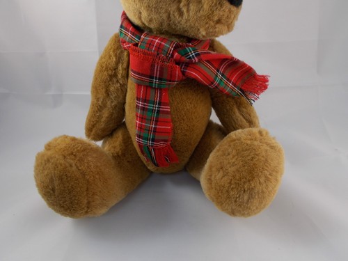 Dakin Scottish Bear Plush Brown Tartan Hat Scarf 15 Inch 1984 Stuffed Animal toy - Picture 3 of 7