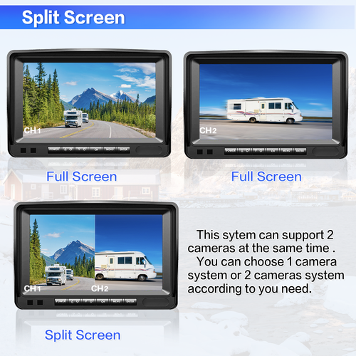 Truck Trailer 7" Wireless Rear View HD 1080P Monitor Backup Reverse Camera Kit - Picture 6 of 12