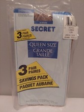 Vintage Pantyhose Secret Regular 3 Pairs Color Linen Size Queen BSECR09