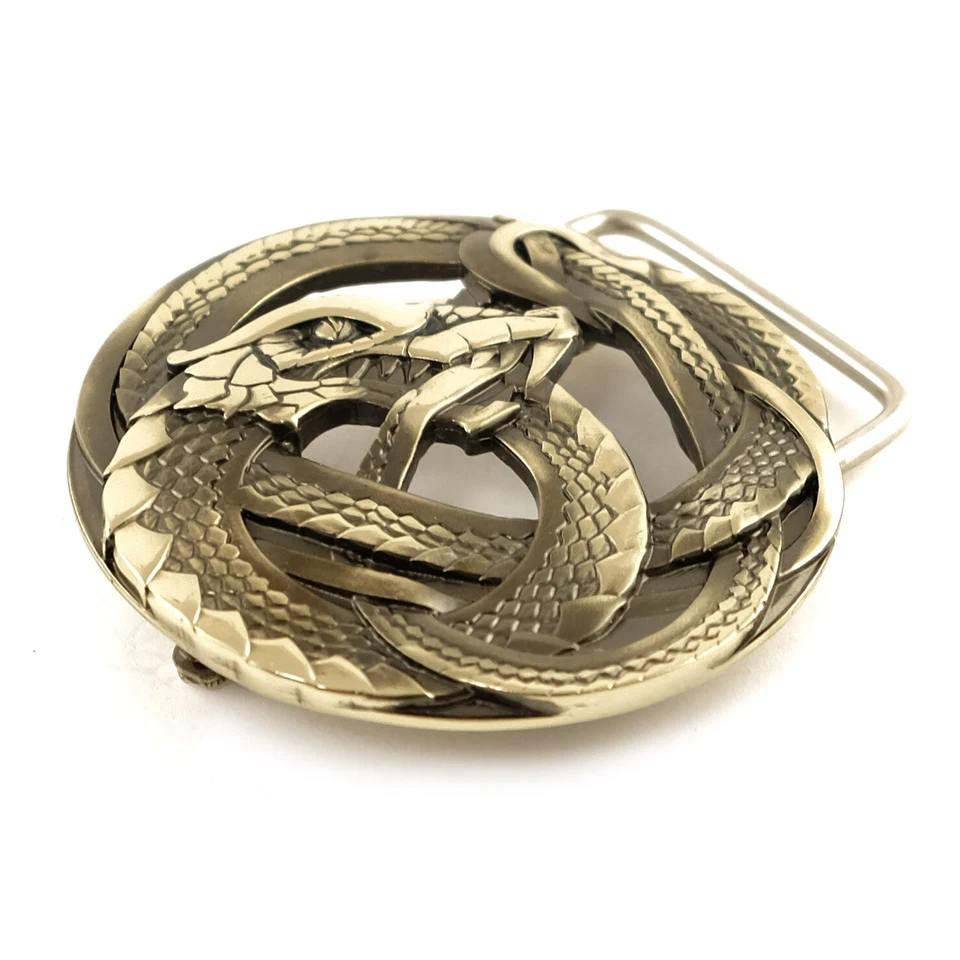German silver belt buckle Ouroboros, World Serpent, Scandinavian, Nordic, Celtic - Image 3 of 4